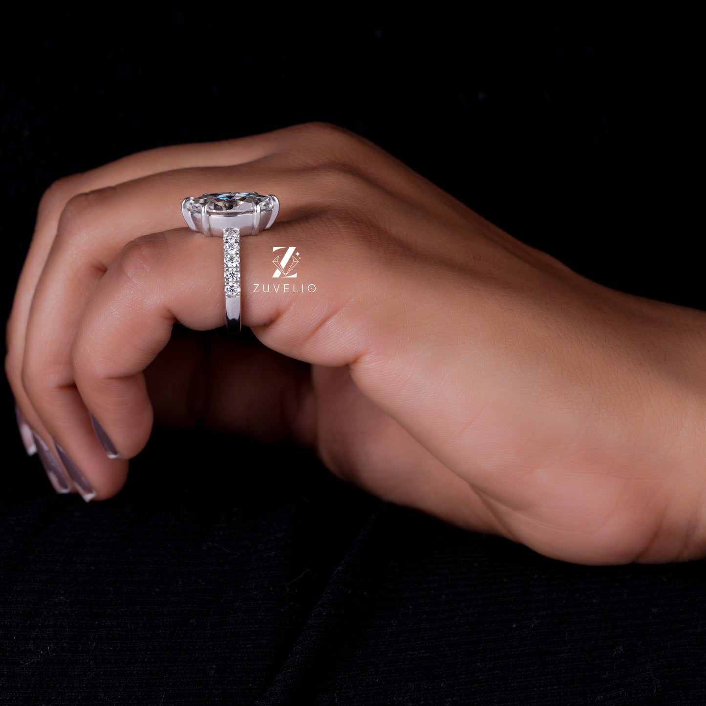 Marquise Moissanite Pavé Ring