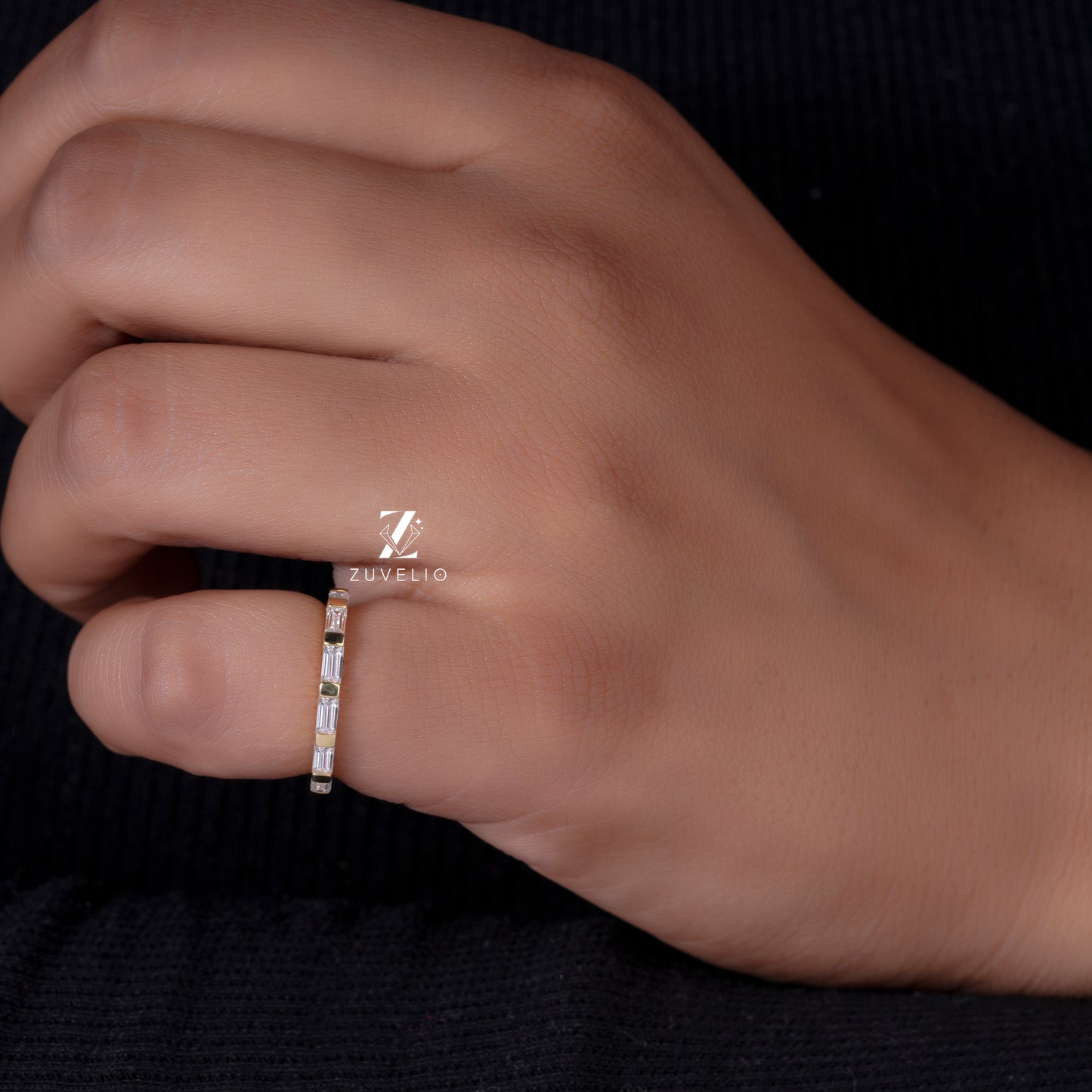 Dainty Baguette Moissanite Band