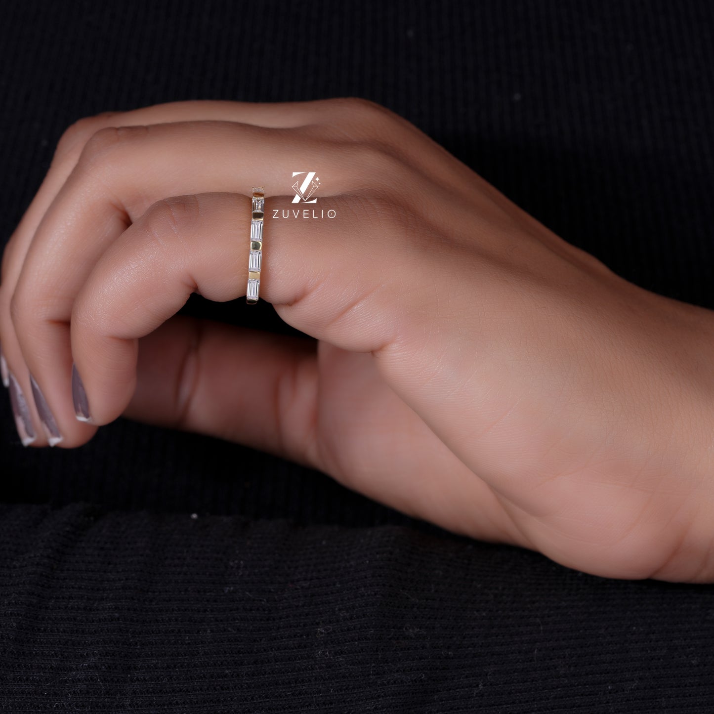 Dainty Baguette Moissanite Band