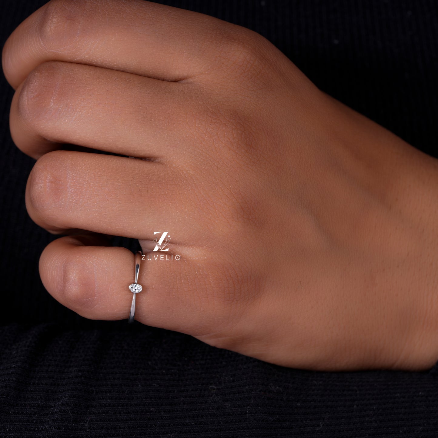Dainty Oval Moissanite Ring
