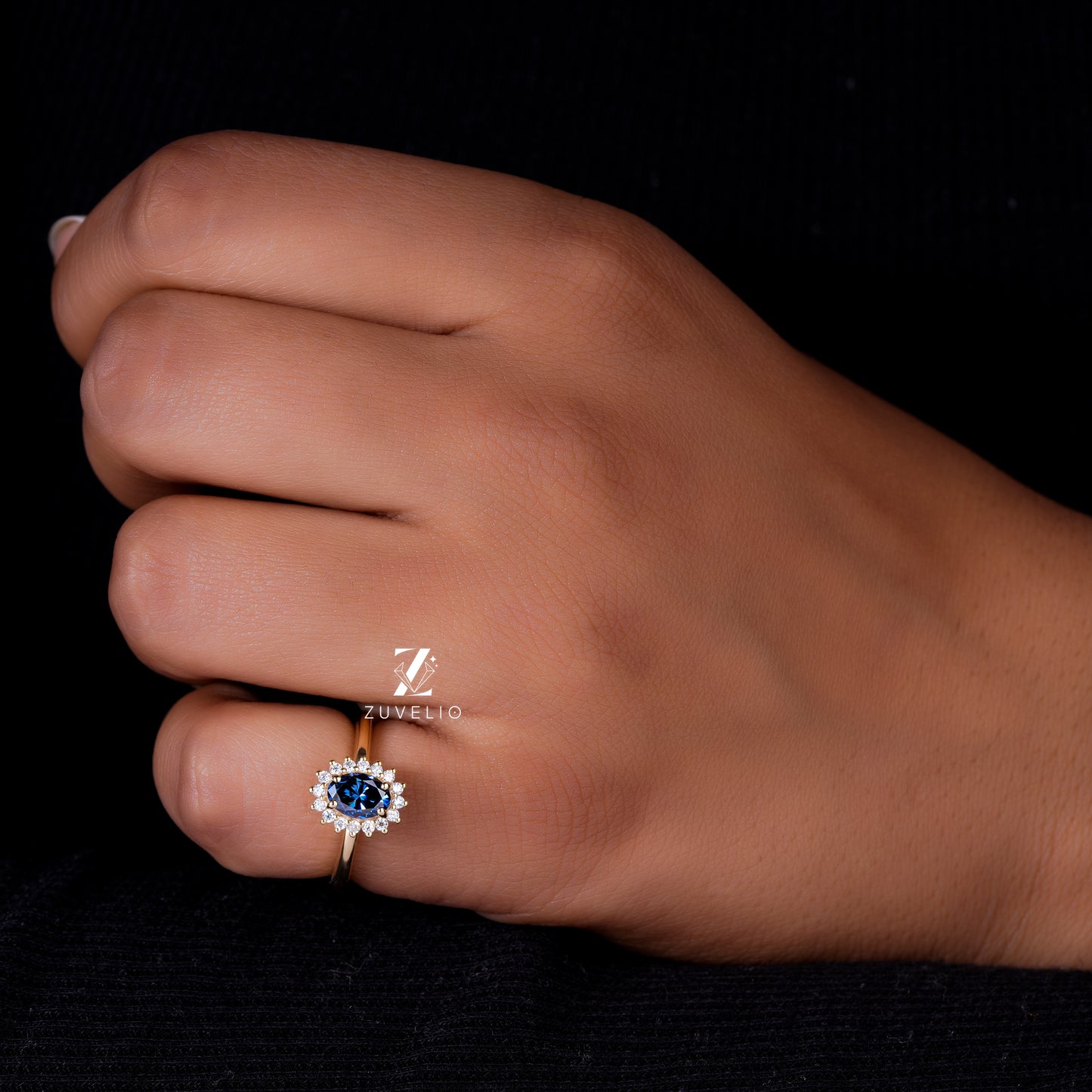 Royal Blue Halo Ring