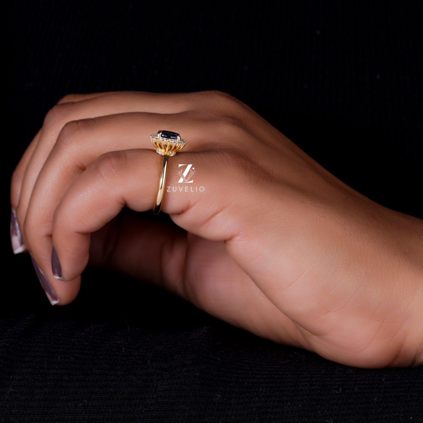 Royal Blue Halo Ring
