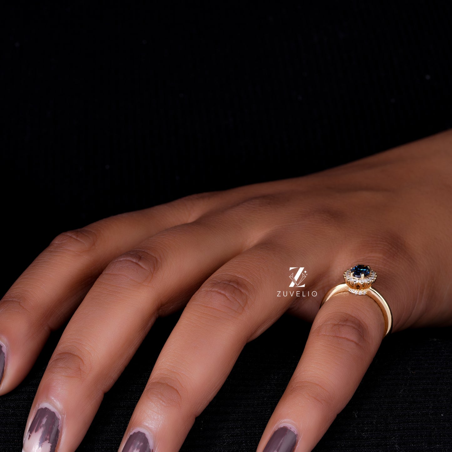Royal Blue Halo Ring
