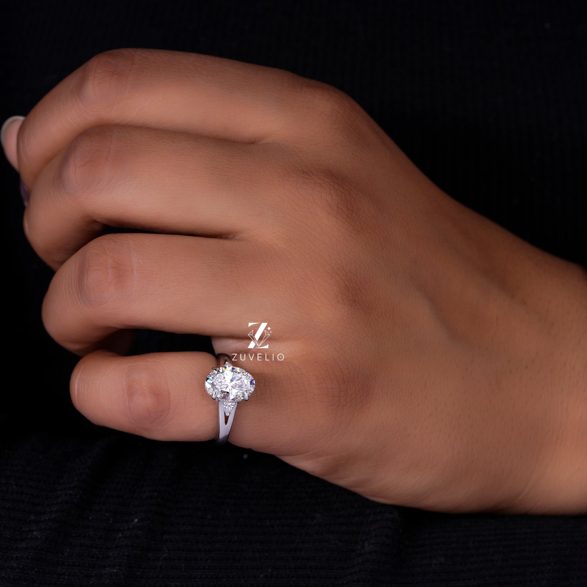 Oval Cut Lab Diamond Engagement Ring