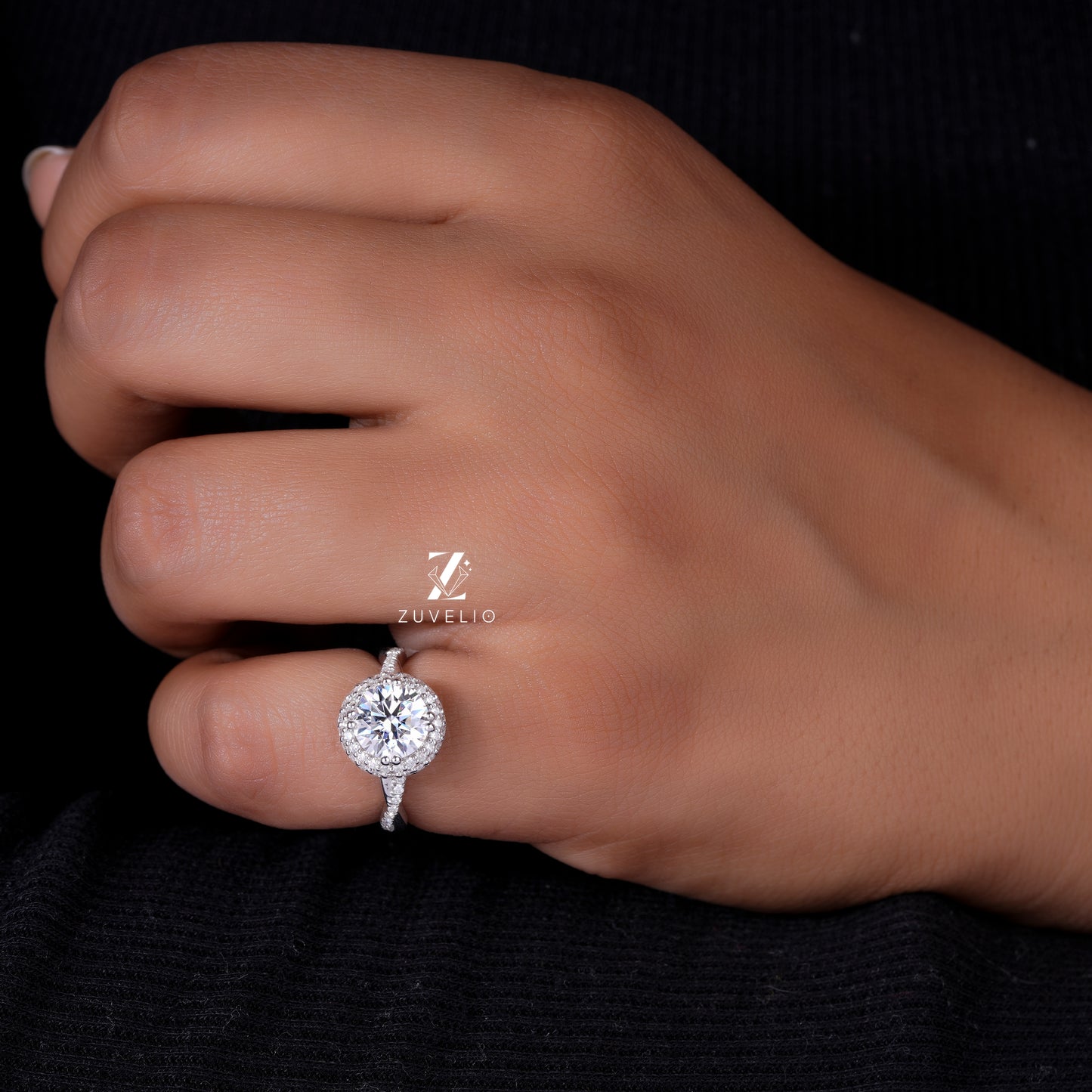 Round Double Halo Ring