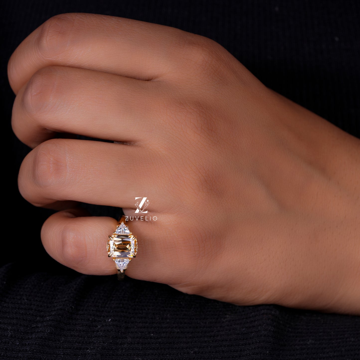 Emerald Champagne Trilogy Ring