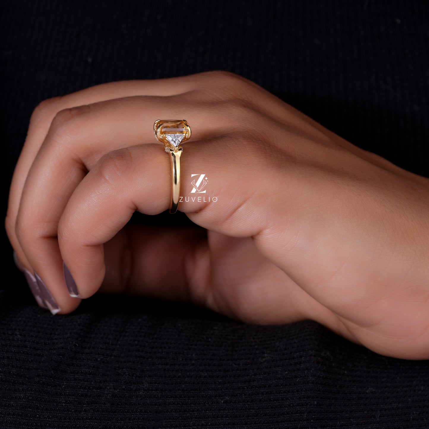 Emerald Champagne Trilogy Ring