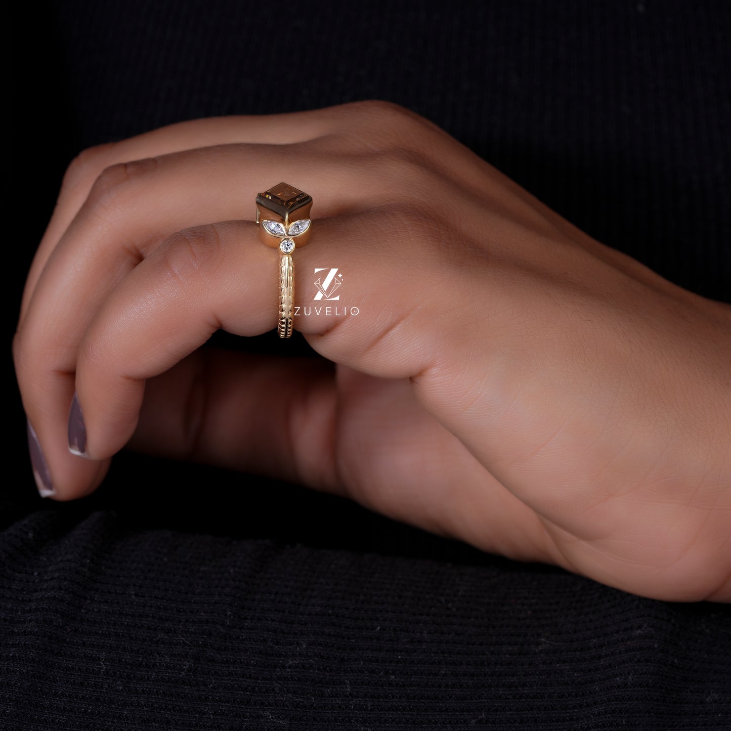 Champagne Lozenge Engagement Ring