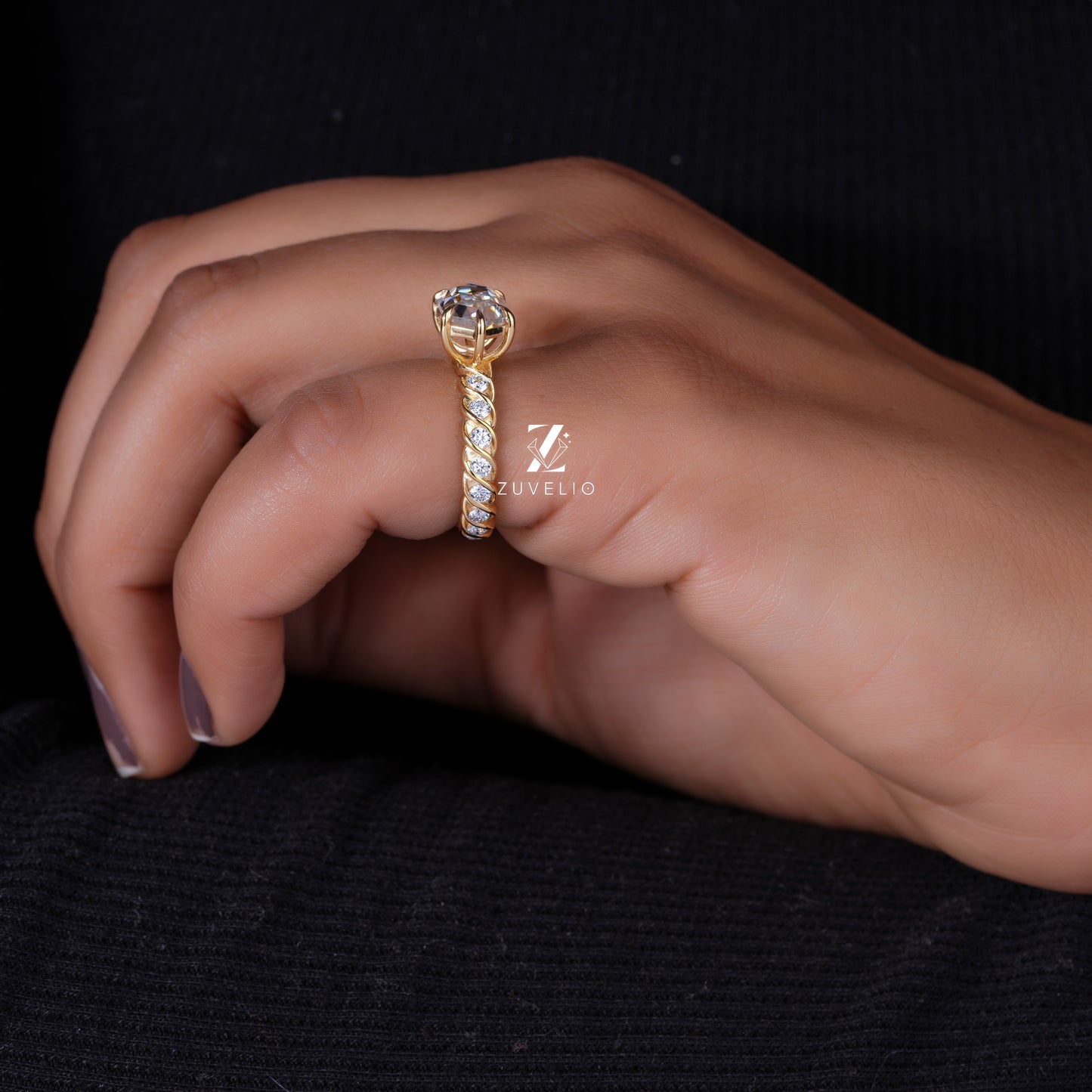 Hexagon Moissanite Designer Ring