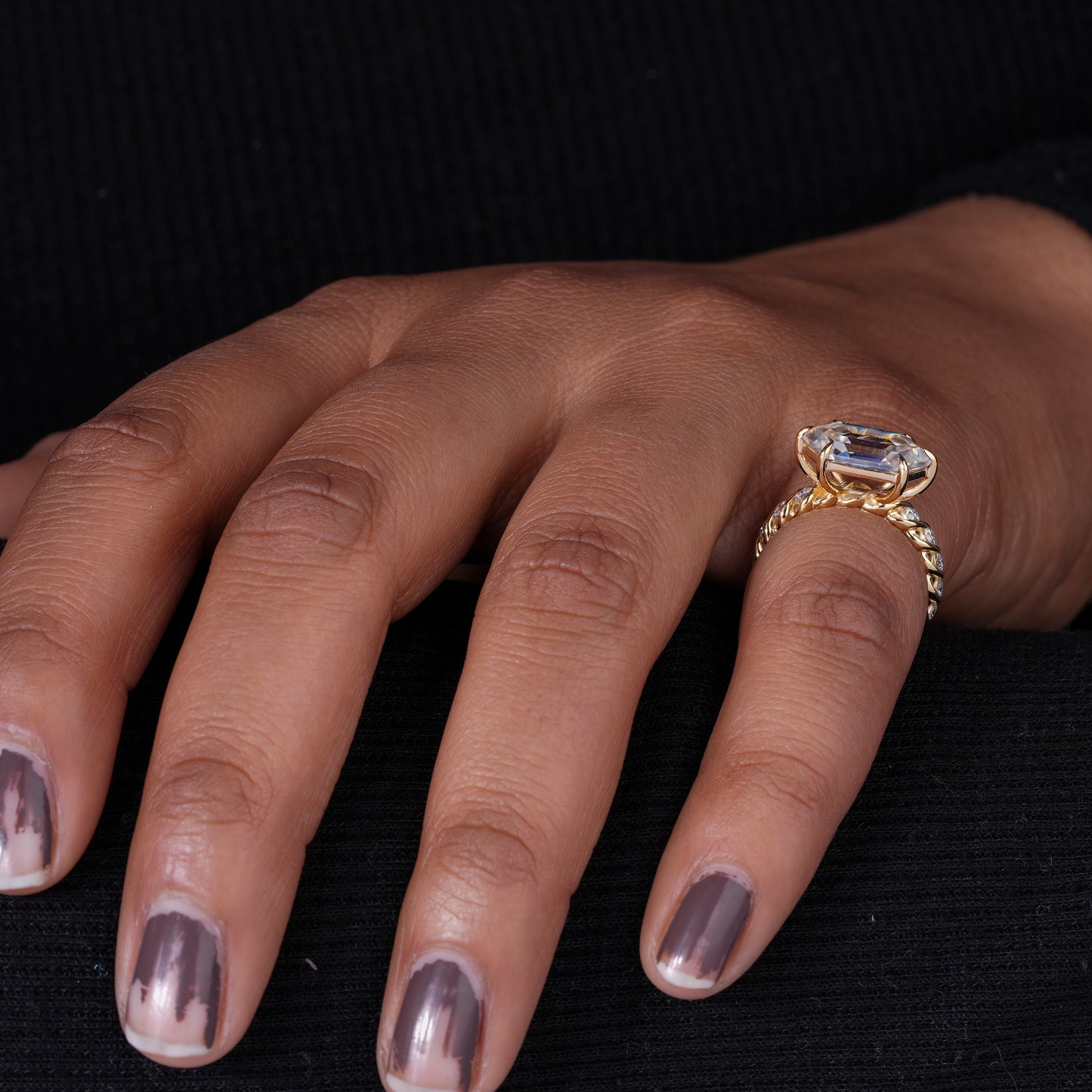 Hexagon Moissanite Designer Ring