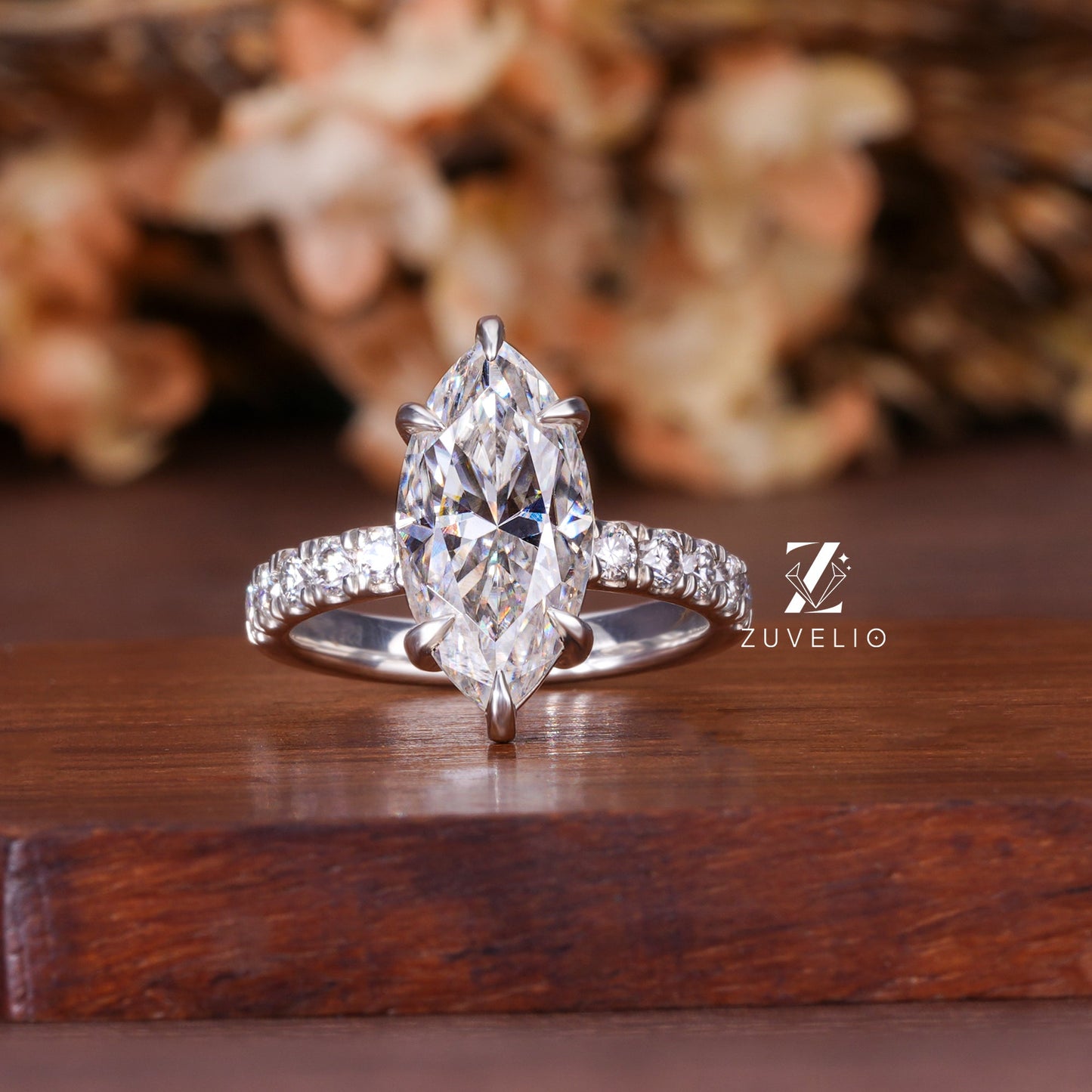 Marquise Moissanite Pavé Ring