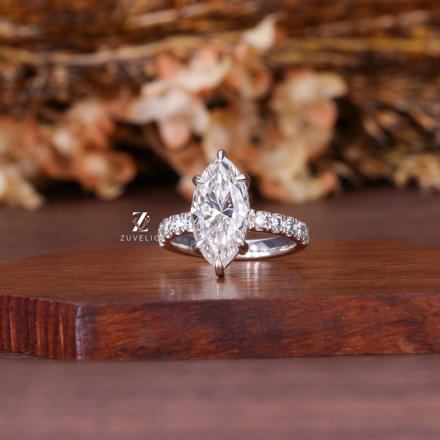 Marquise Moissanite Pavé Ring