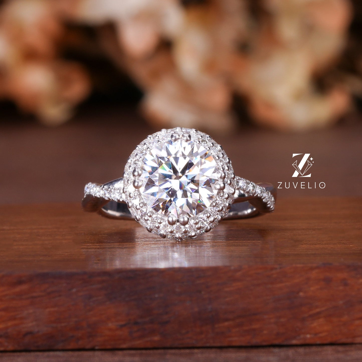 Round Double Halo Ring