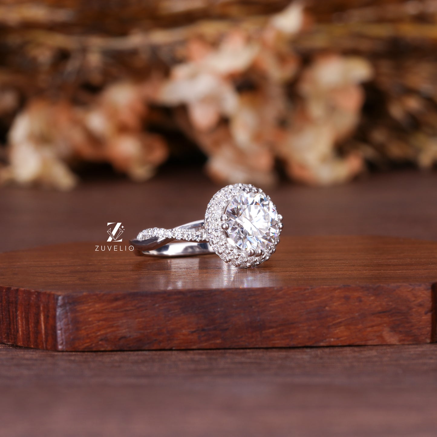 Round Double Halo Ring