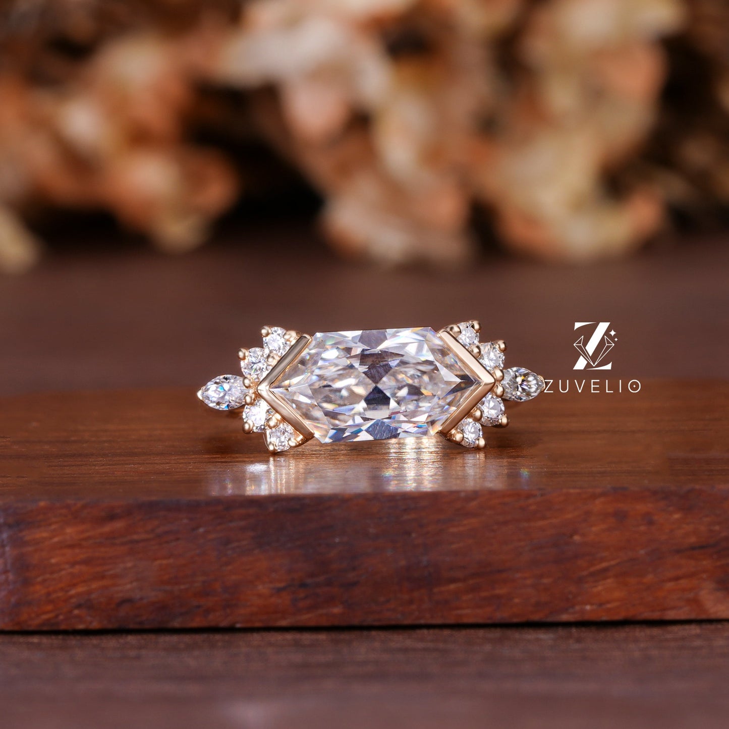 Hexagon Moissanite Bezel Ring