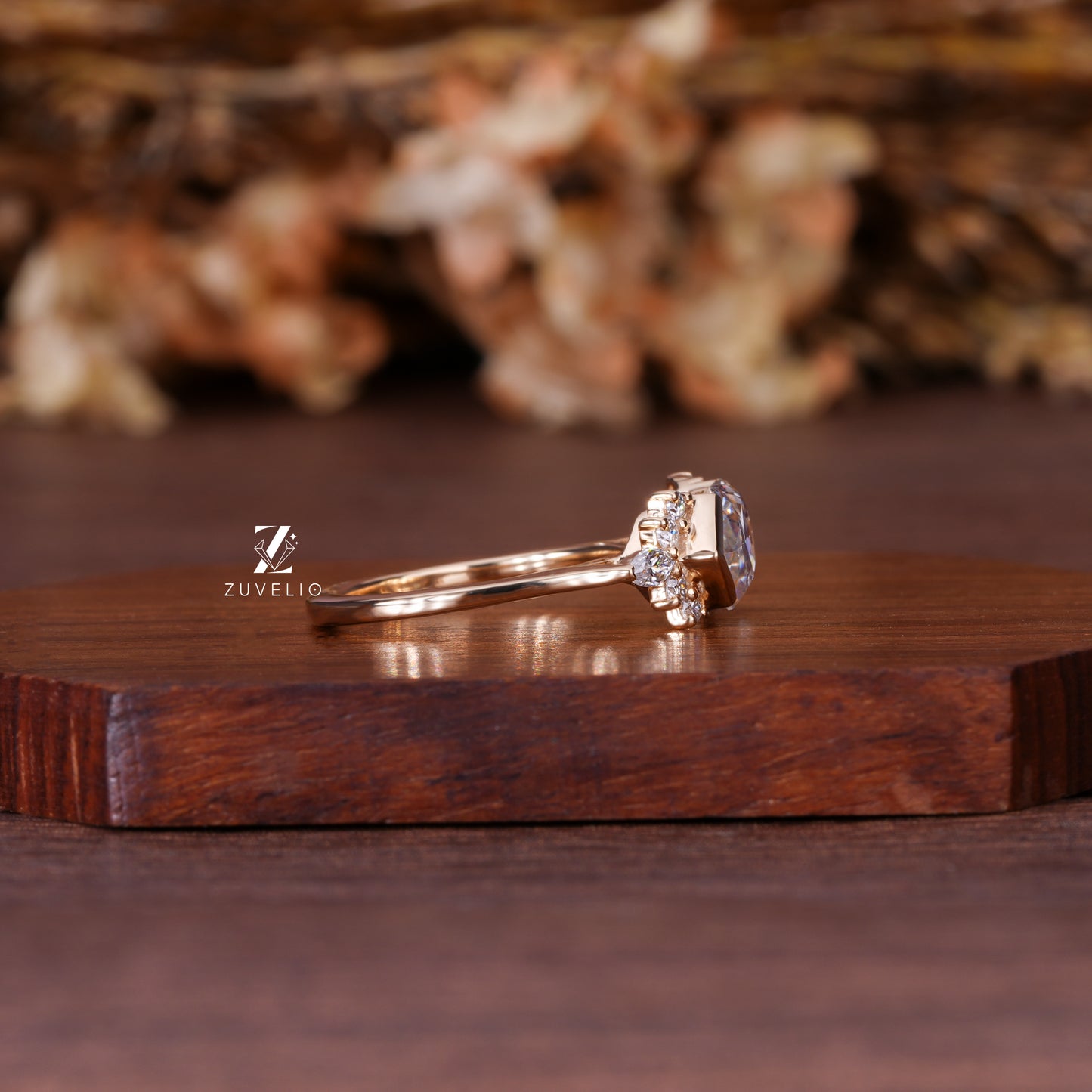 Hexagon Moissanite Bezel Ring