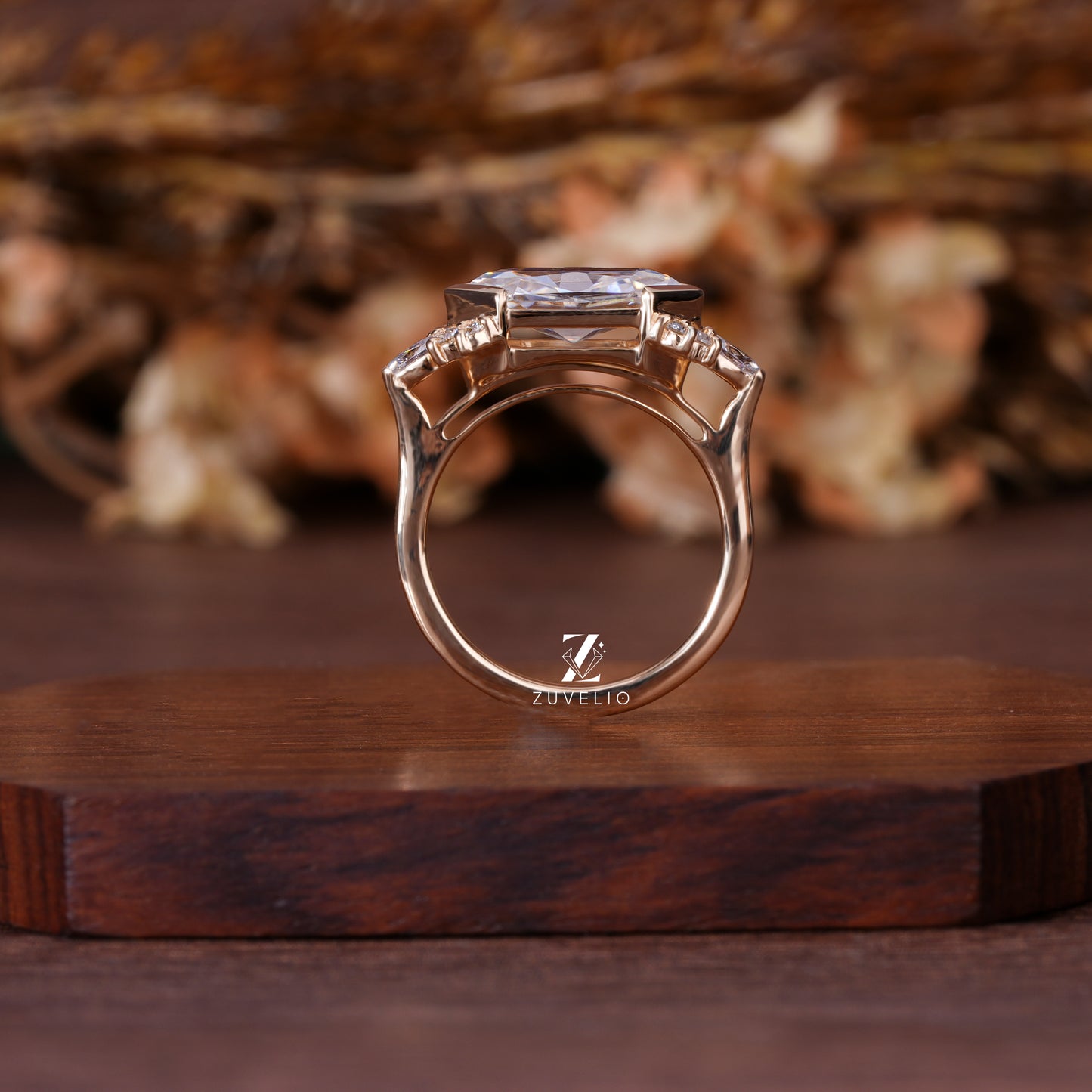 Hexagon Moissanite Bezel Ring