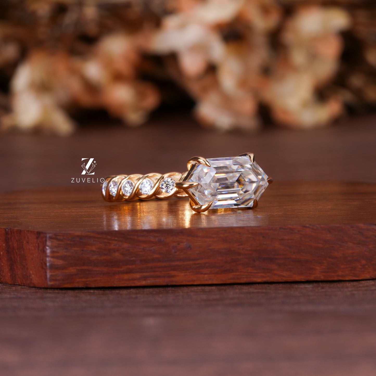 Hexagon Moissanite Designer Ring