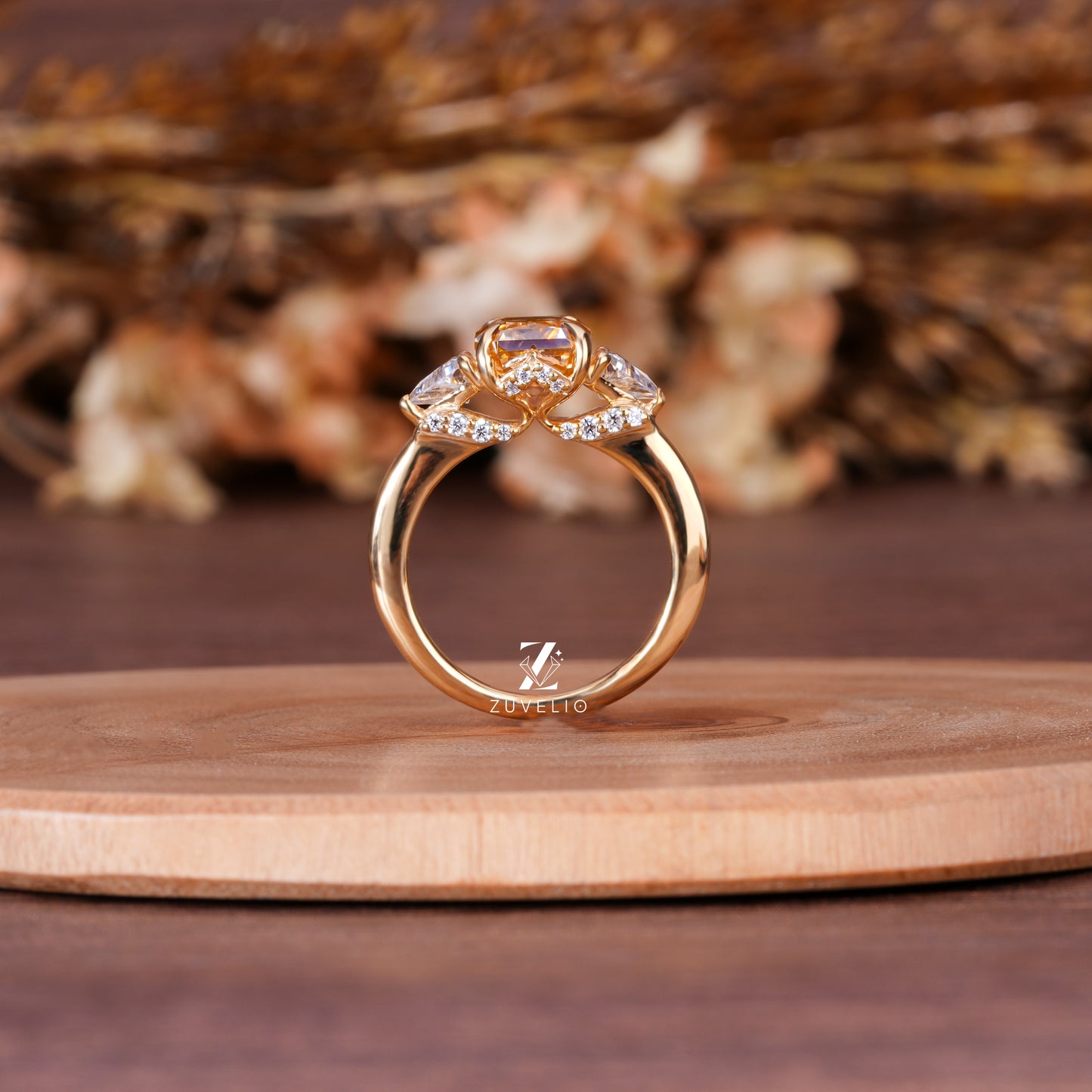 Emerald Champagne Trilogy Ring