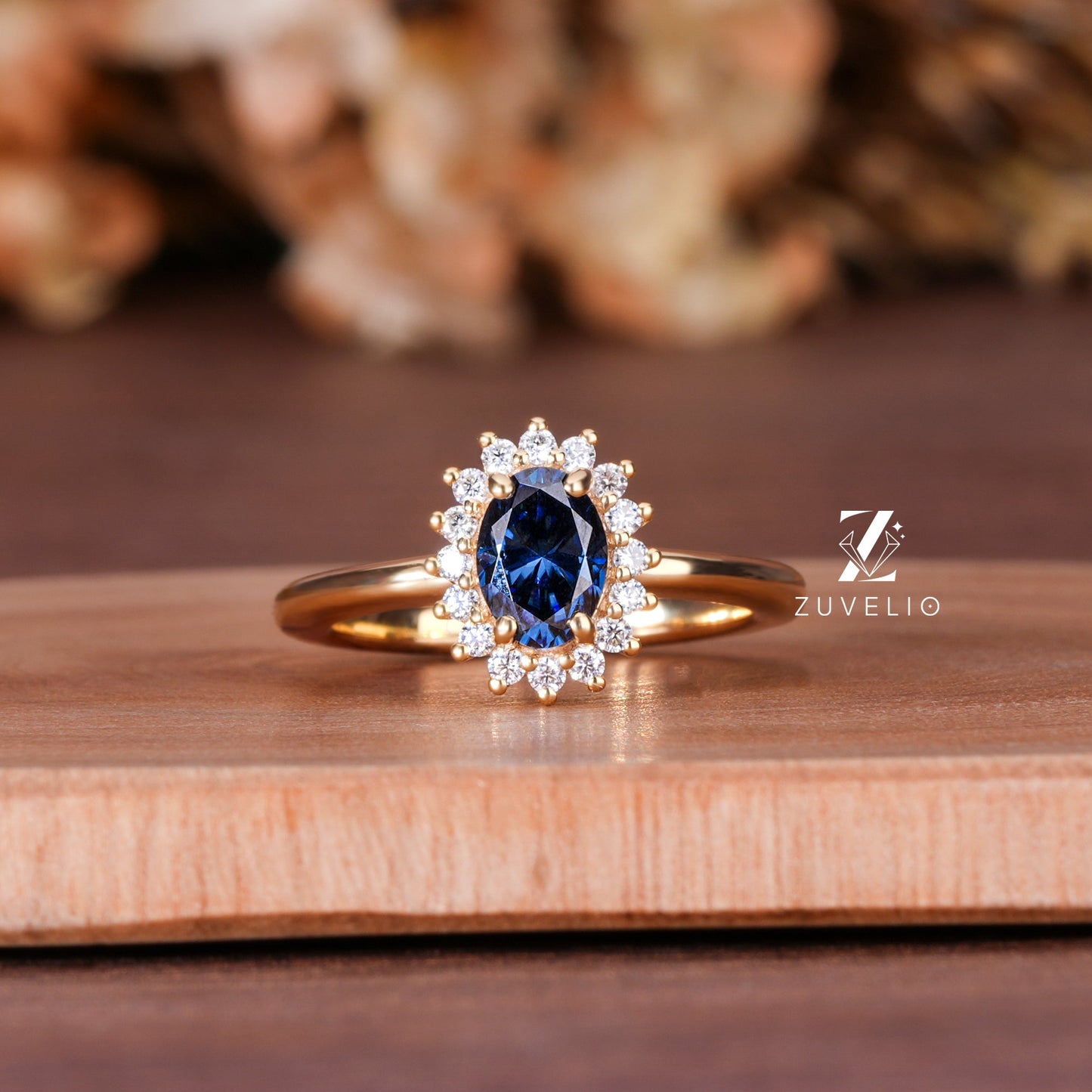 Royal Blue Halo Ring