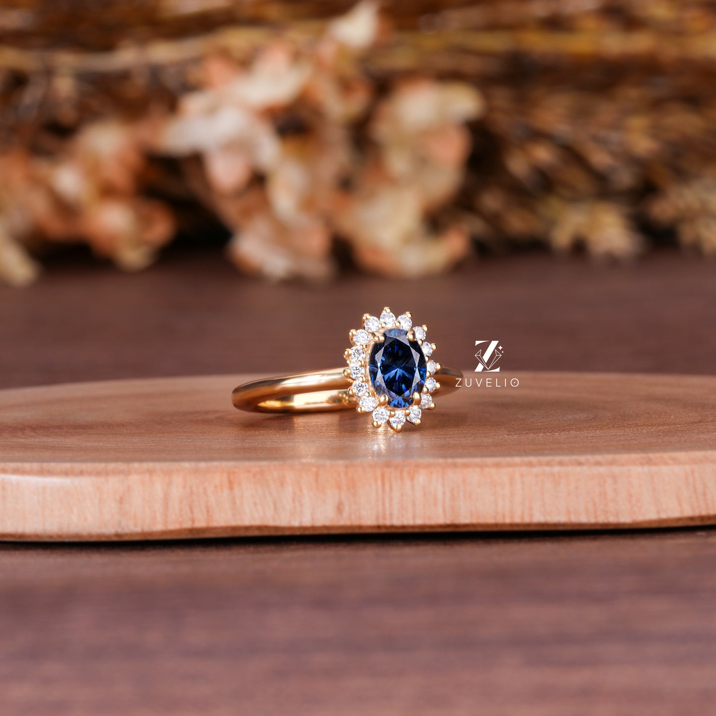 Royal Blue Halo Ring