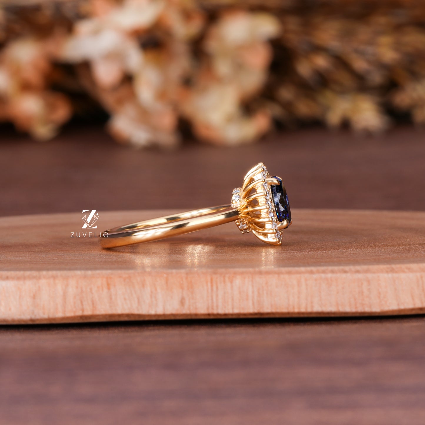 Royal Blue Halo Ring