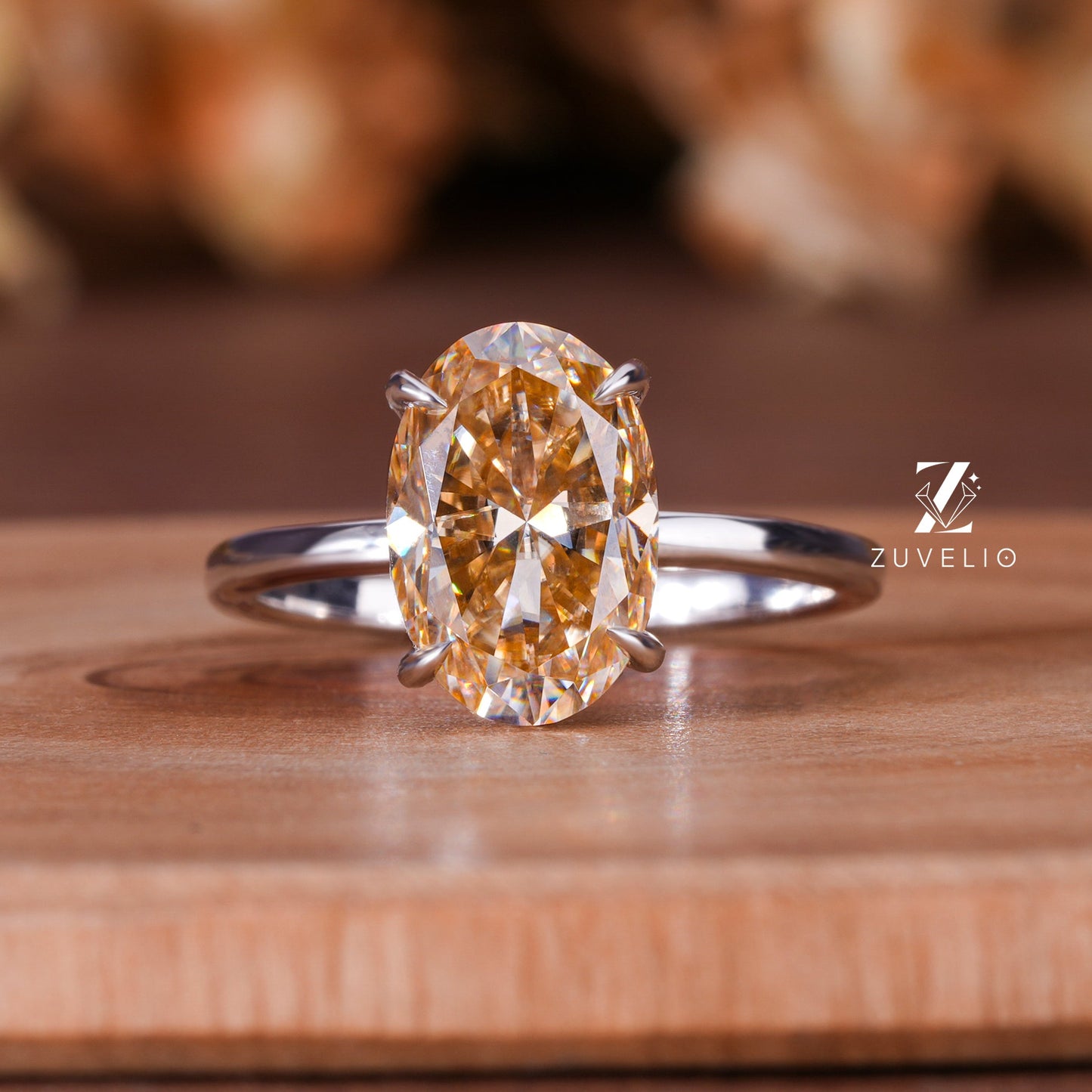 Oval Solitaire Champagne Ring