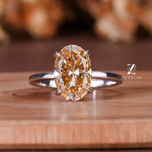 Oval Solitaire Champagne Ring