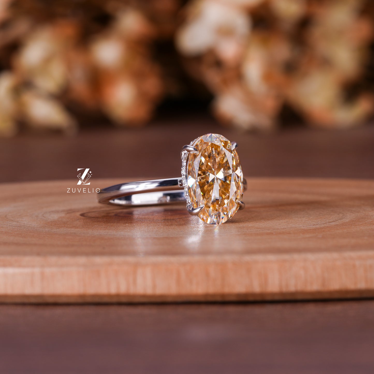 Oval Solitaire Champagne Ring