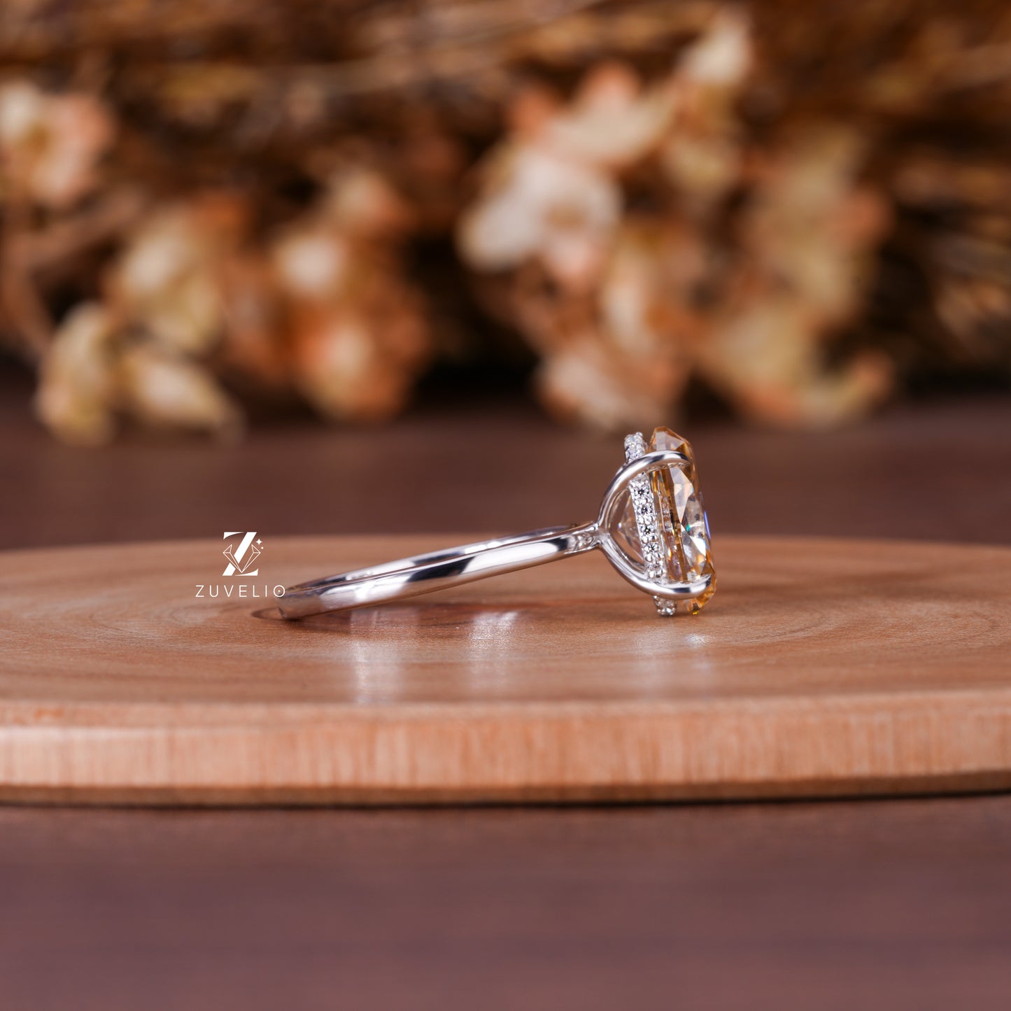 Oval Solitaire Champagne Ring