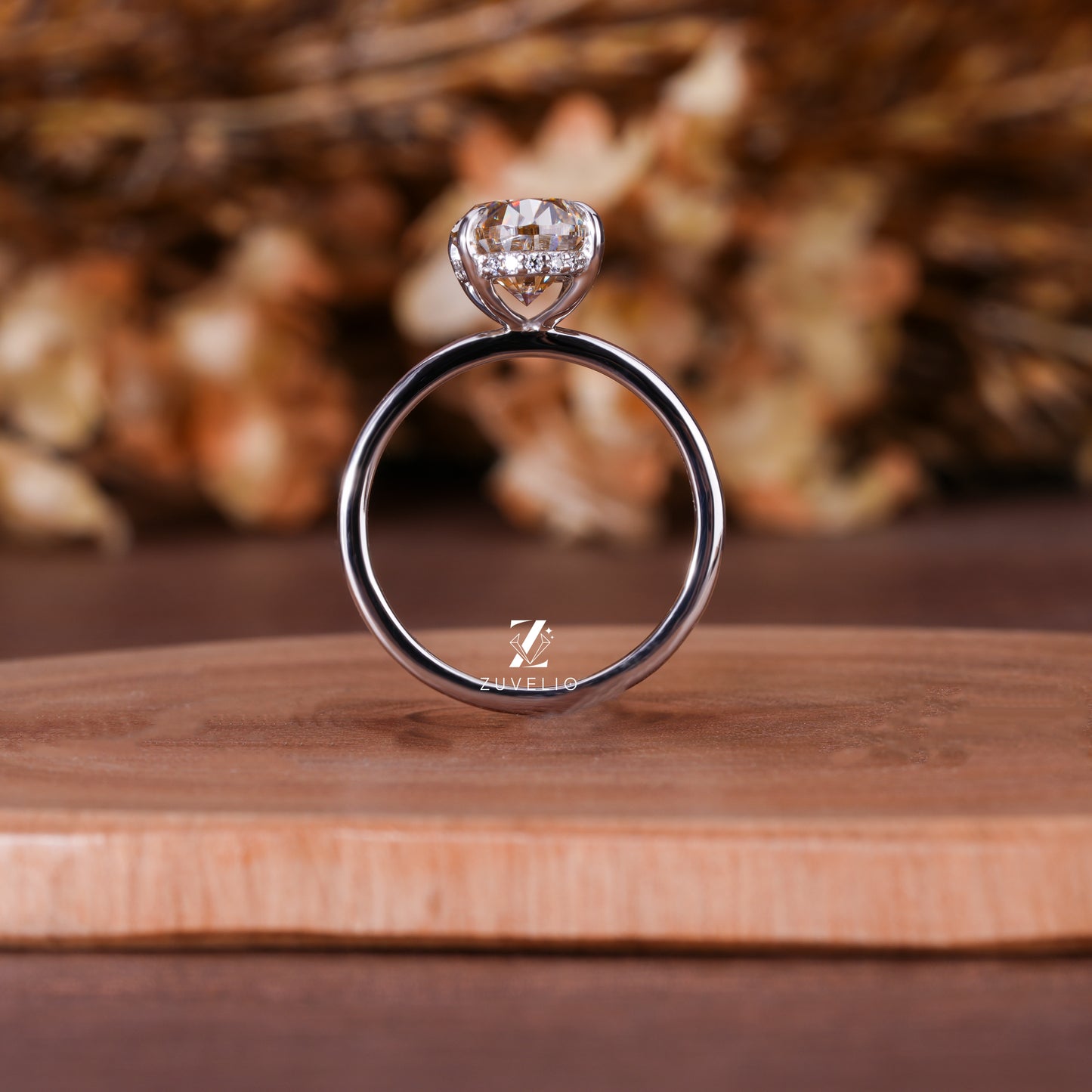 Oval Solitaire Champagne Ring