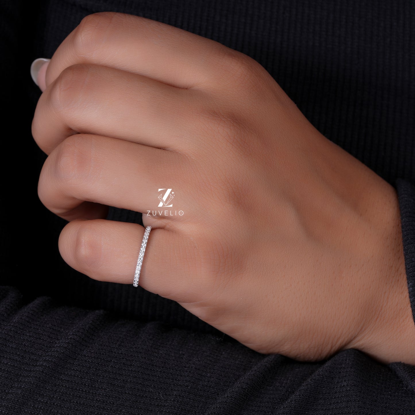 Dainty Pavé Moissanite Band