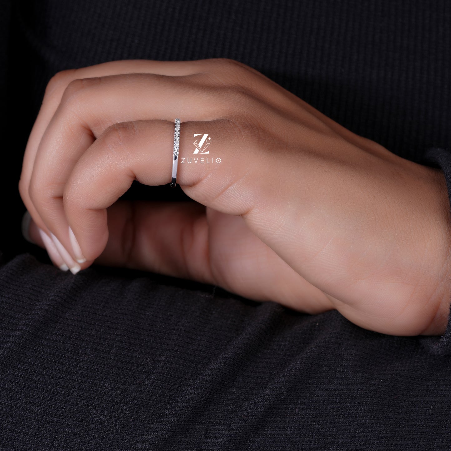 Dainty Pavé Moissanite Band