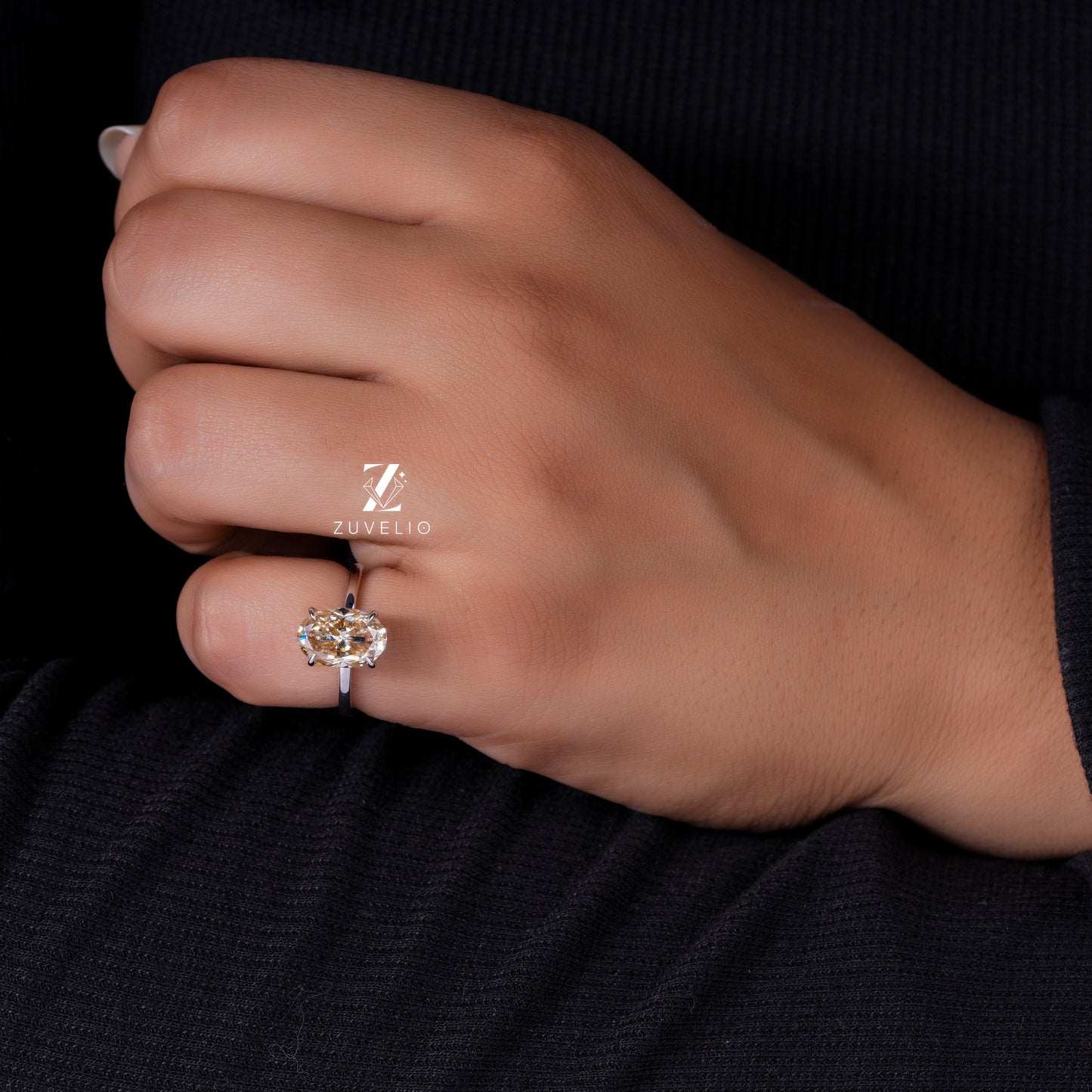 Oval Solitaire Champagne Ring