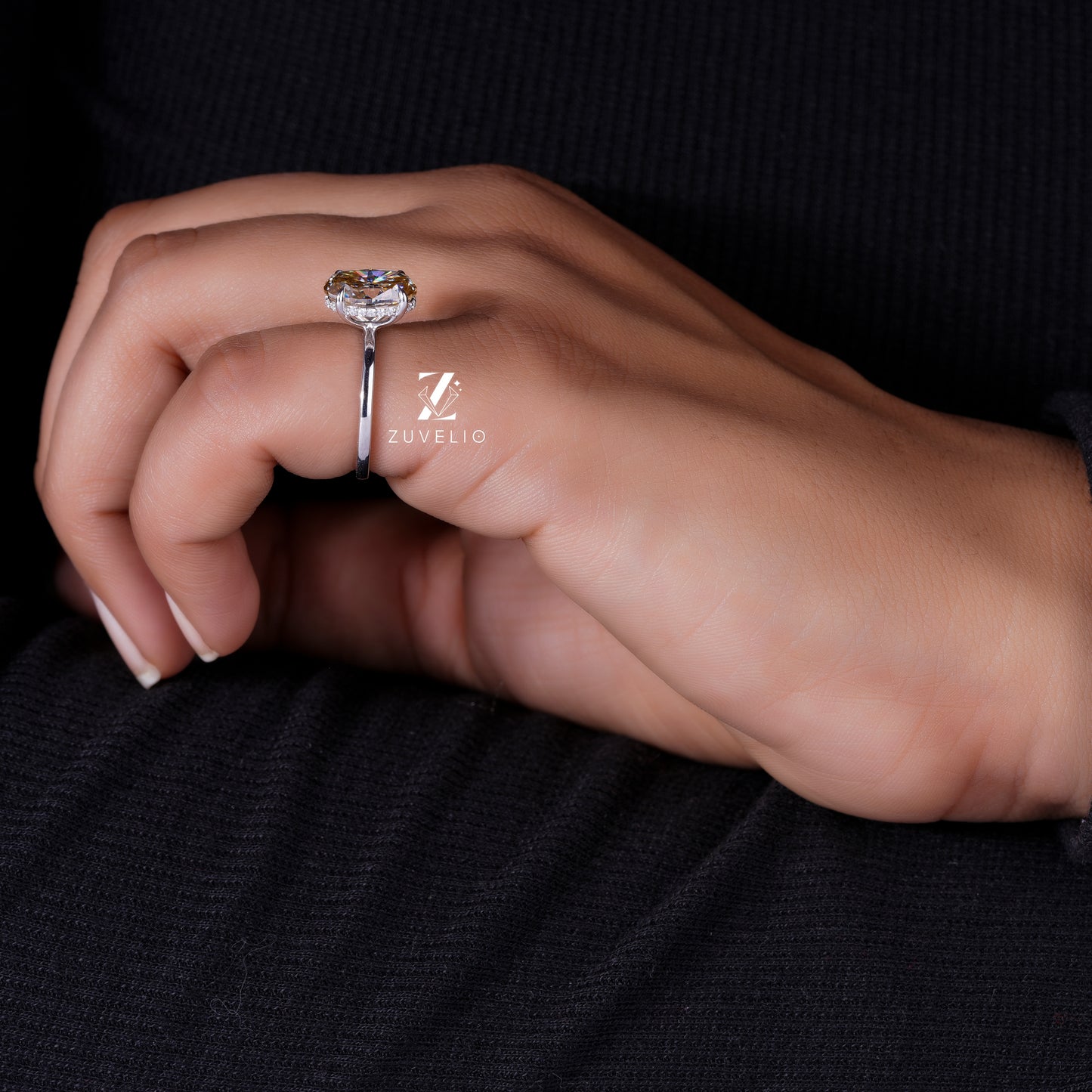 Oval Solitaire Champagne Ring