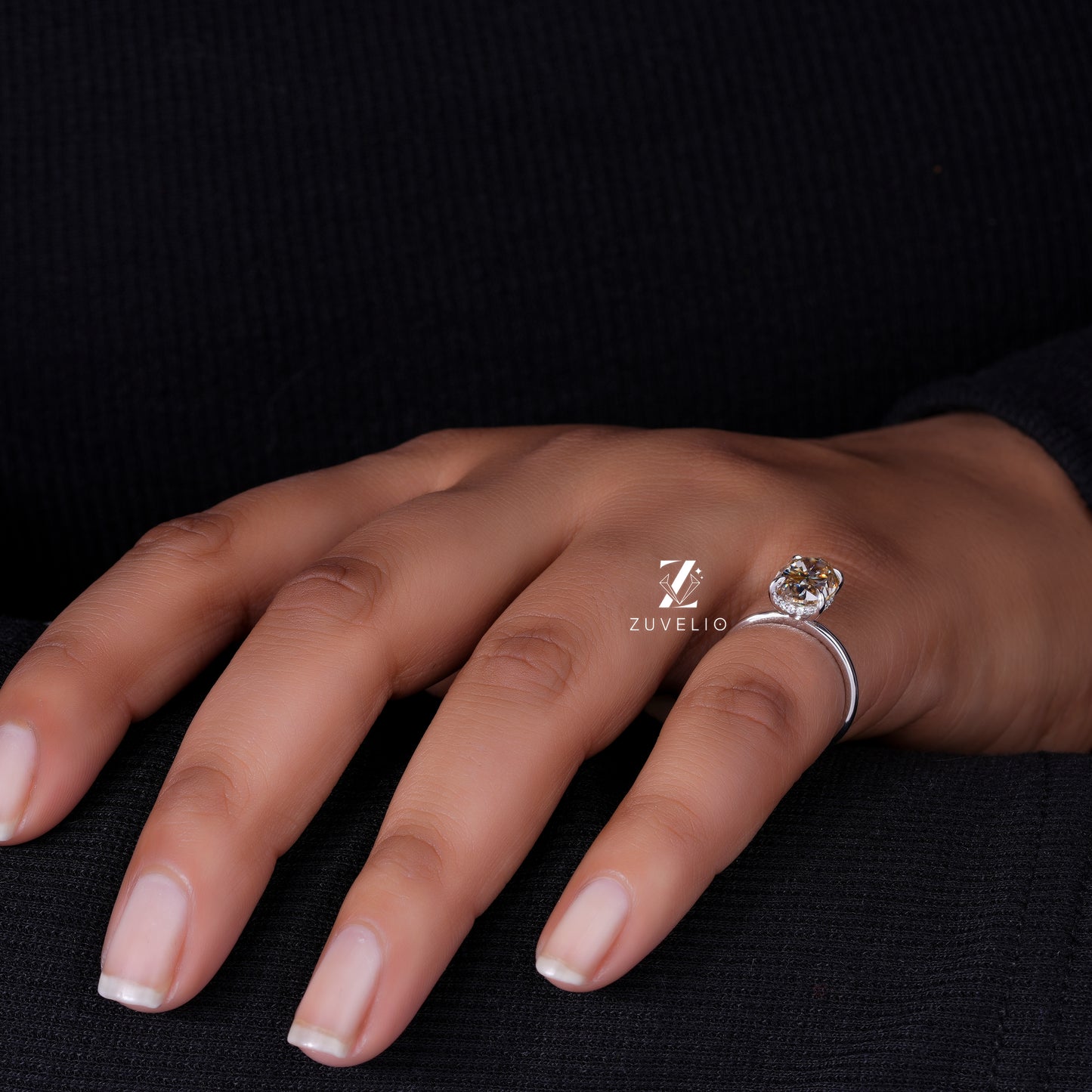 Oval Solitaire Champagne Ring