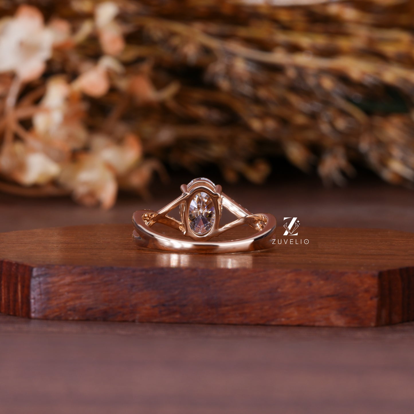 Oval Crisscross  Diamond Ring
