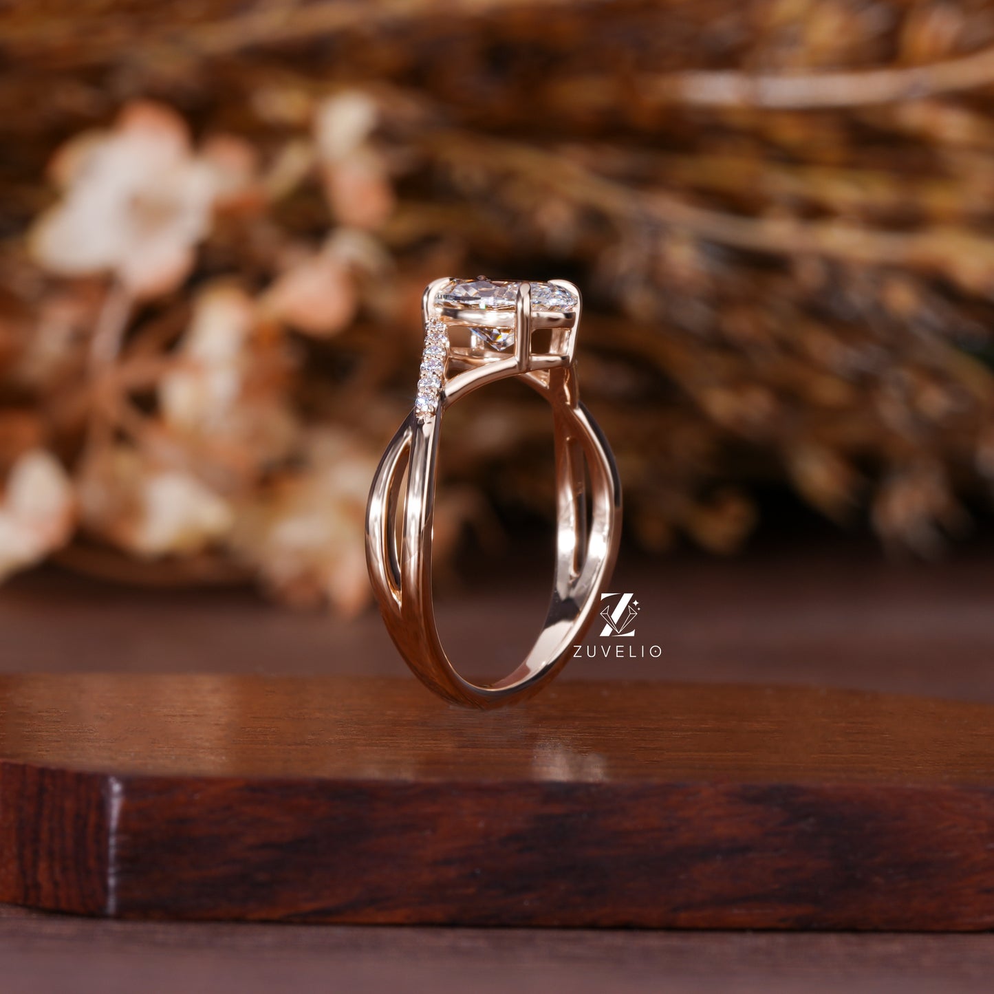 Oval Crisscross  Diamond Ring