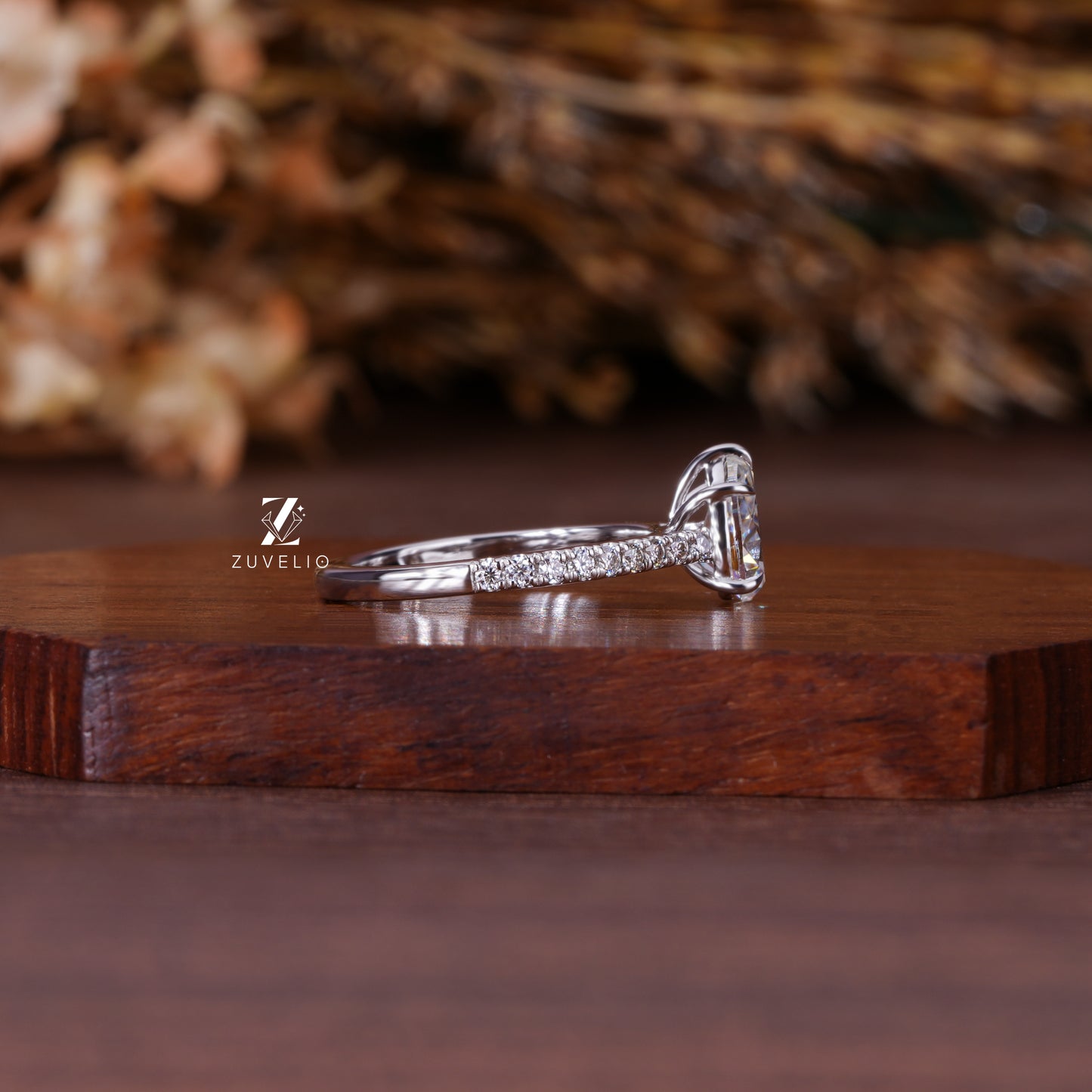 Pear Moissanite Cathedral Ring