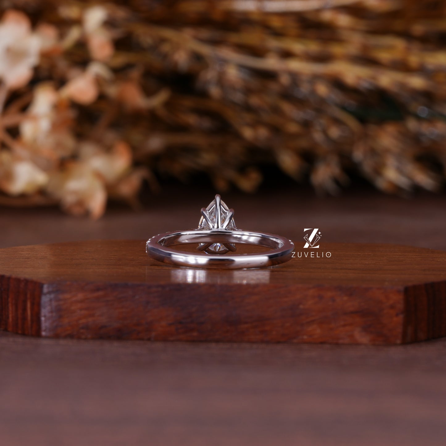 Pear Moissanite Cathedral Ring
