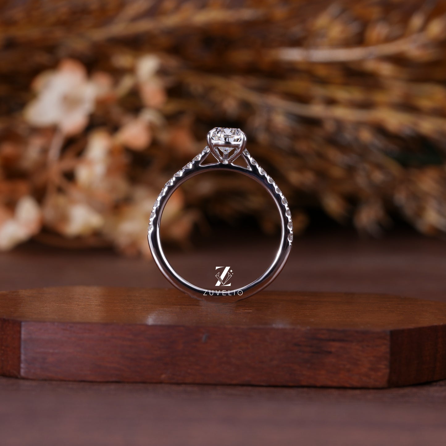 Pear Moissanite Cathedral Ring