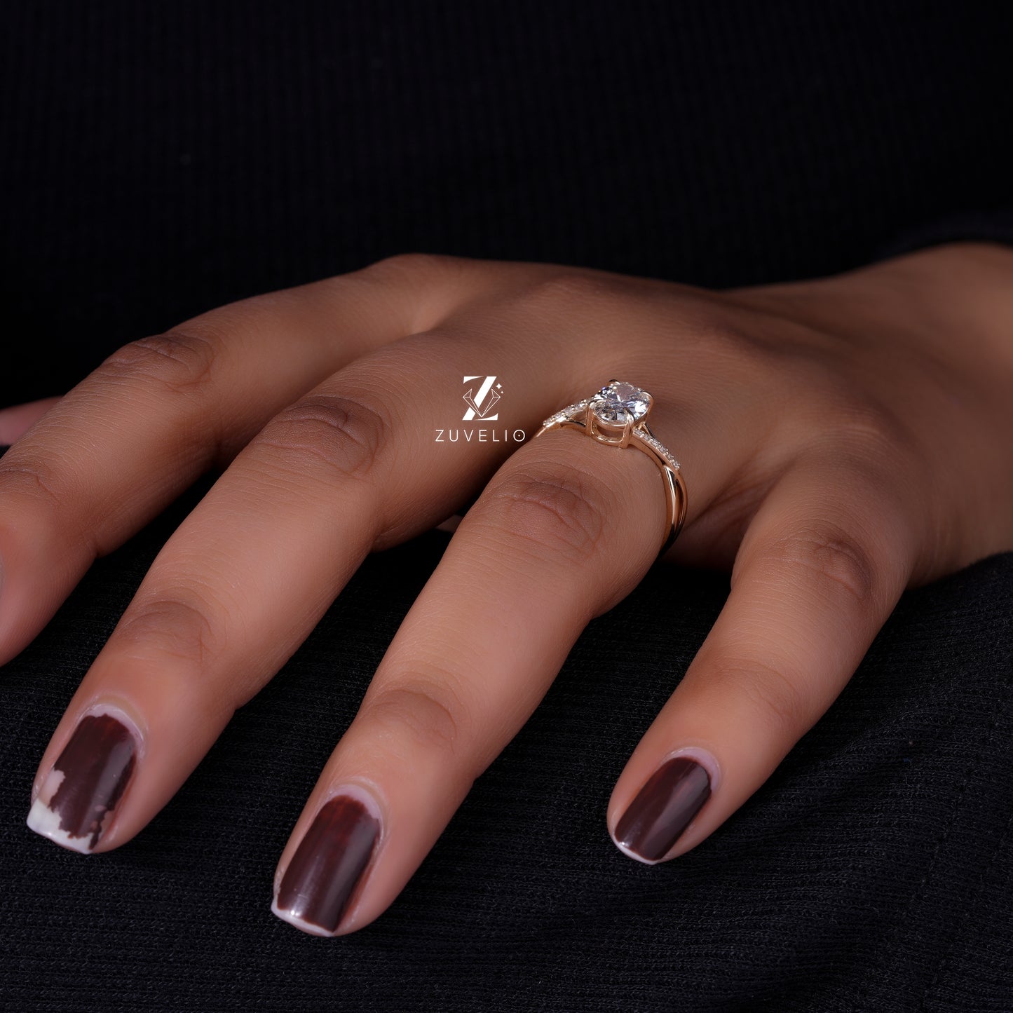 Oval Crisscross  Diamond Ring