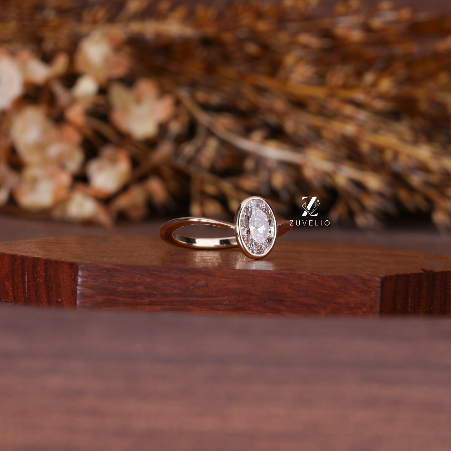 Oval Bezel Diamond Ring