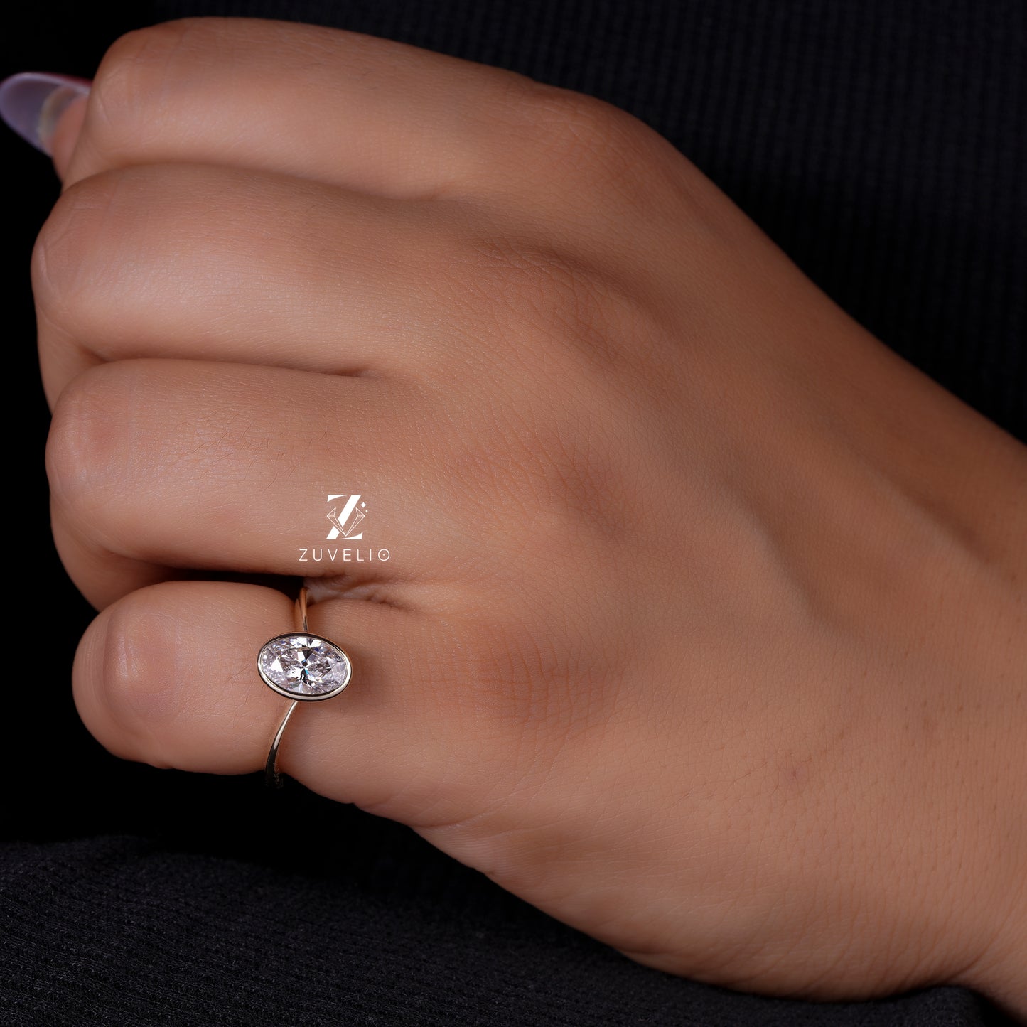 Oval Bezel Diamond Ring