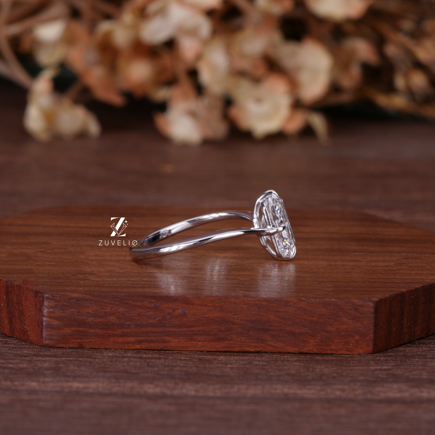 Radiant Diamond Compass Ring