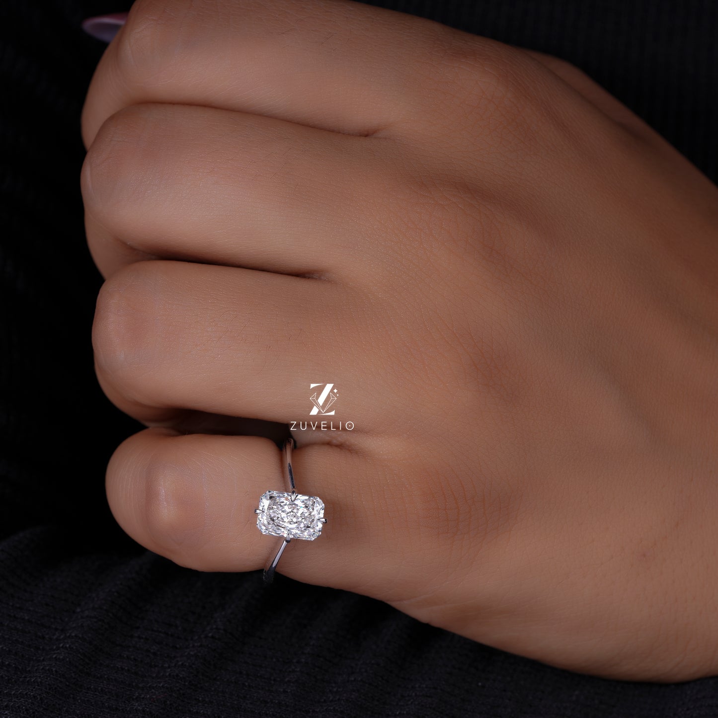 Radiant Diamond Compass Ring