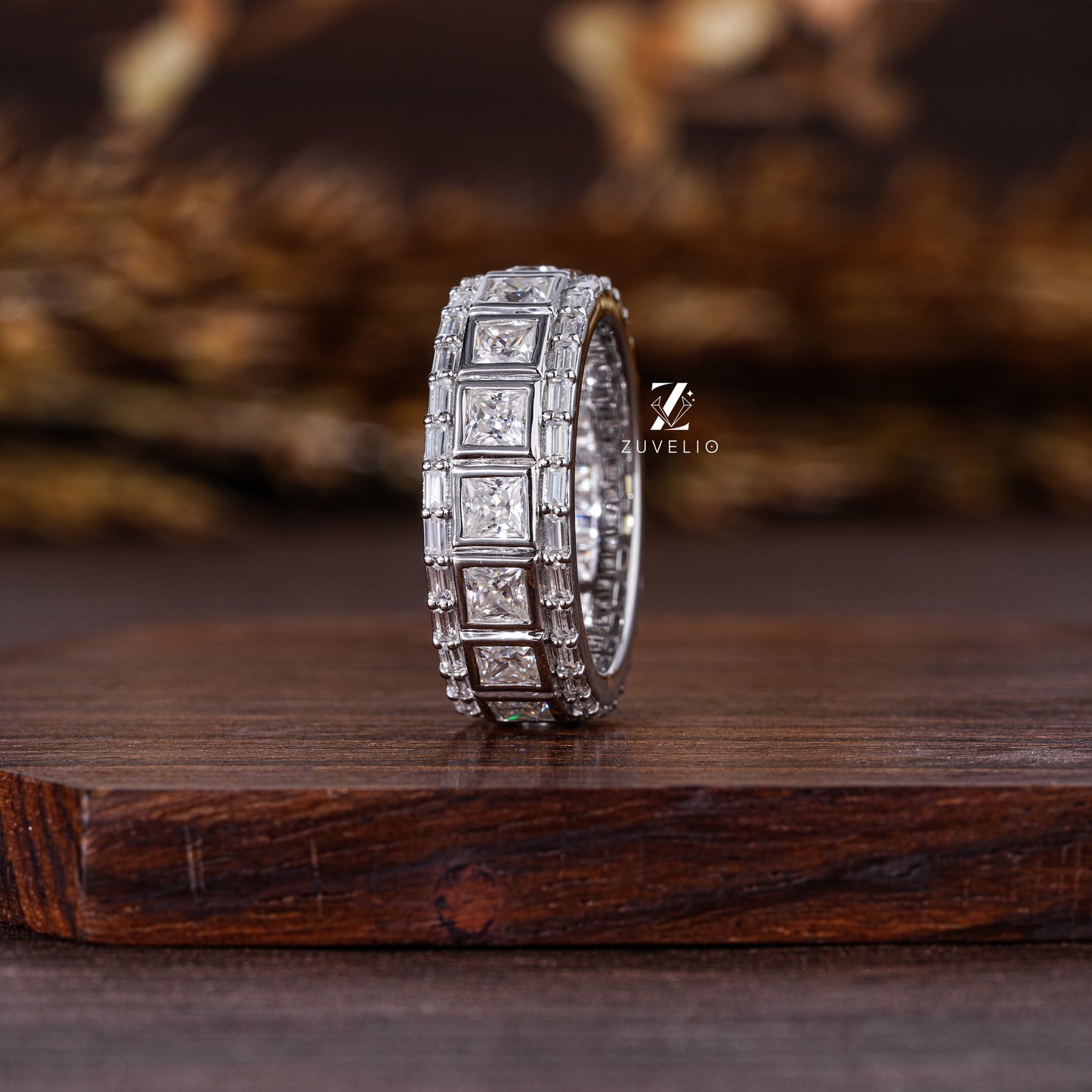 Princess Baguette Moissanite  Band - Zuvelio.com