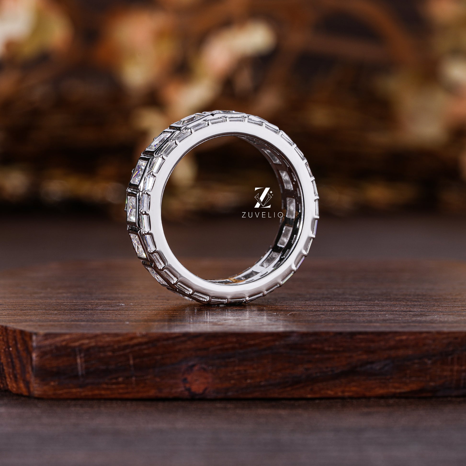 Princess Baguette Moissanite  Band - Zuvelio.com