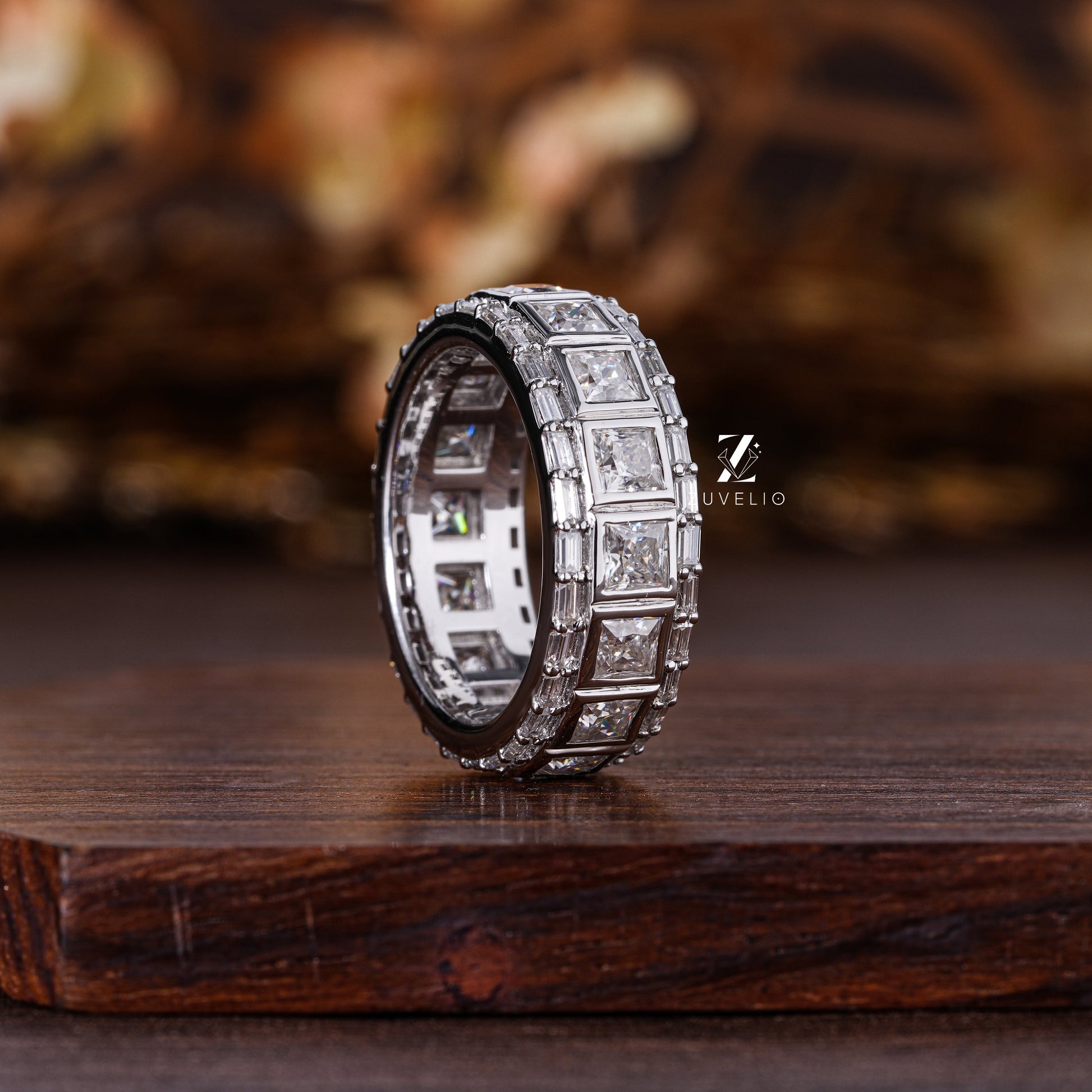 Princess Baguette Moissanite  Band - Zuvelio.com