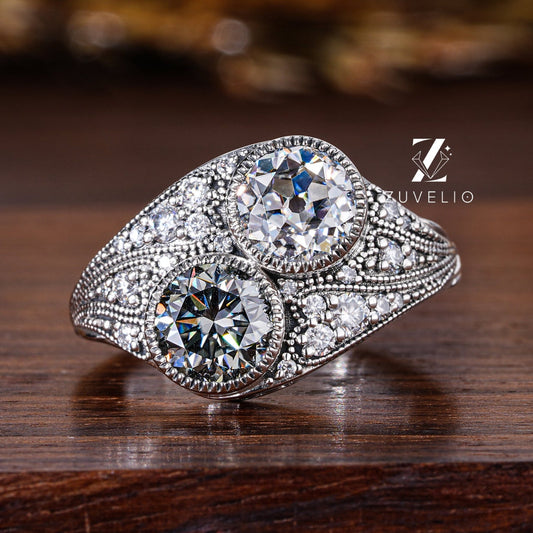 White Grey Moissanite Ring - Zuvelio.com